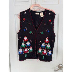 Bobbie Brooks Christmas/Holiday Cardigan Button Down Vest Size 18/10